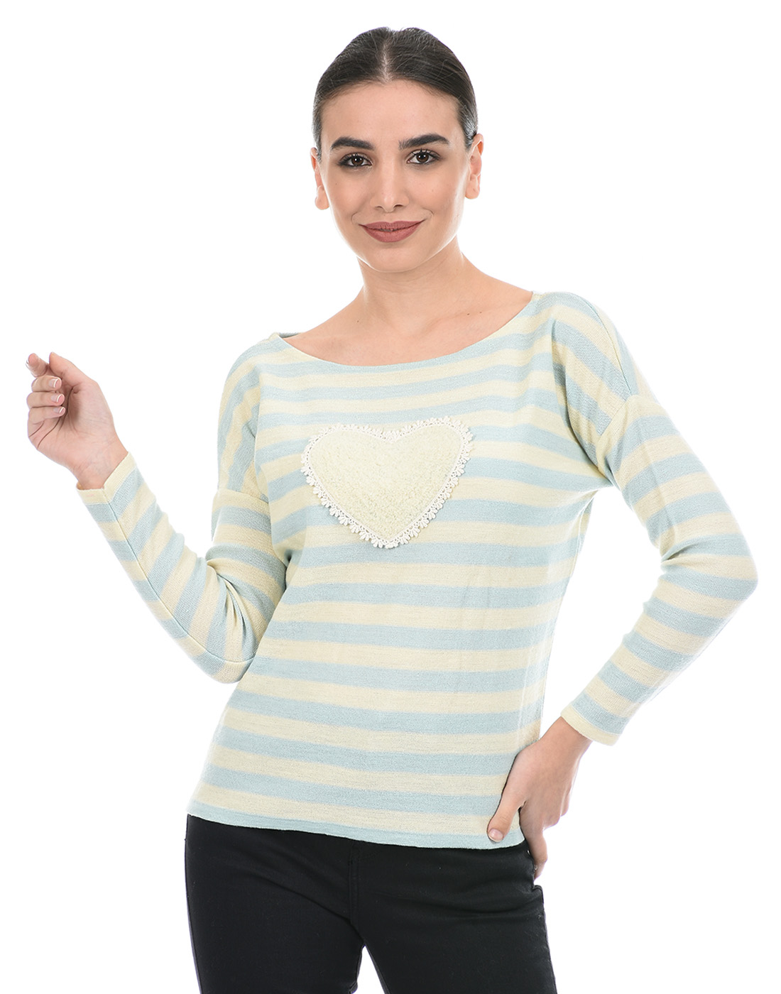Species Women Off White Striped Sweater
